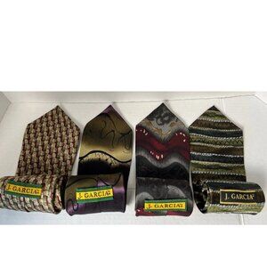 Lot of 4 Jerry Garcia 100% Silk Men’s Ties – Abstract Geometric Set